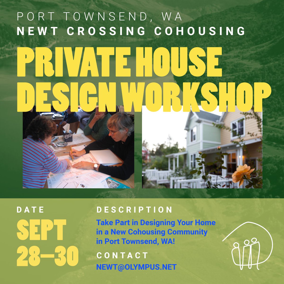 The Cohousing Company (@cohousingco_01) on Twitter photo Wanna live in a small cohousing community in the lovely seaside town of Port Townsend, WA? Join Newt Crossing Cohousing for their Private House Design Workshop Sept 28-30 and have a say in designing your own future home! Email newt@olympus.net to register. Wanna live in a small cohousing community in the lovely seaside town of Port Townsend, WA? Join Newt Crossing Cohousing for their Private House Design Workshop Sept 28-30 and have a say in designing your own future home! Email newt@olympus.net to register.