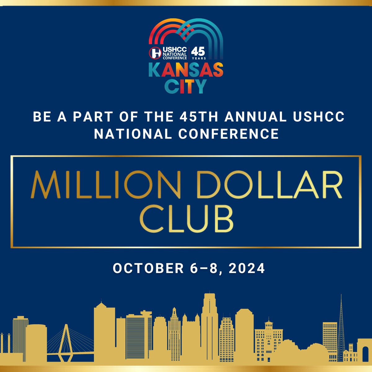 USHCC's tweet photo. Calling all USHCC Corporate Partners: It's time to get recognized for your unwavering commitment to Hispanic businesses!
Be a part of our Million Dollar Club celebration during our 45th Annual USHCC National Conference. #USHCC45
Confirm your spot today: https://t.co/LBPKS5Qt5m https://t.co/9I3Wr5kbAE
