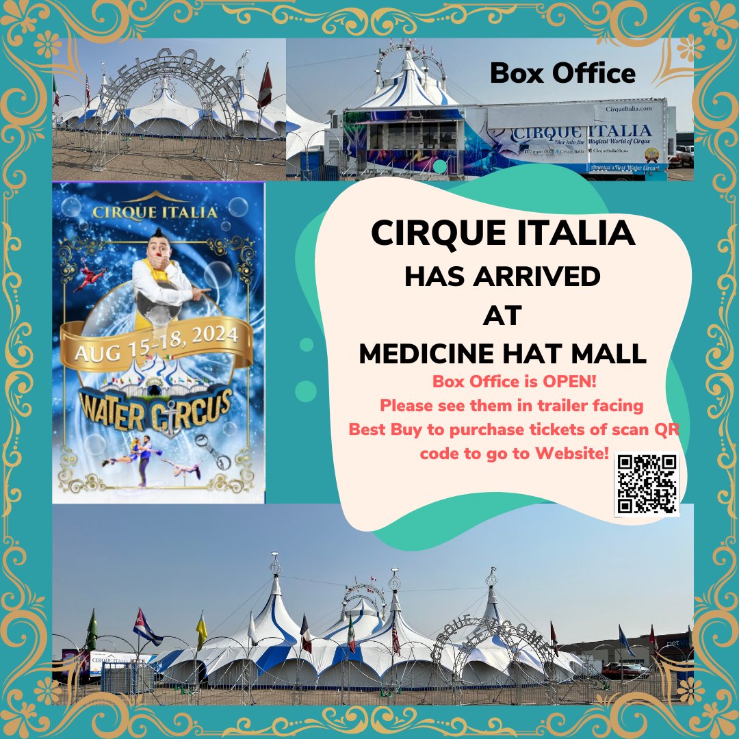 The Box Office for the Cirque Italia is OPEN and faces Best Buy if you are wanting to purchase tickets! Shows start on Thursday thru Sunday! If you want to purchase tickets online scan QR code. For more information, visit cirqueitalia.com or call them at 941-704-8572.