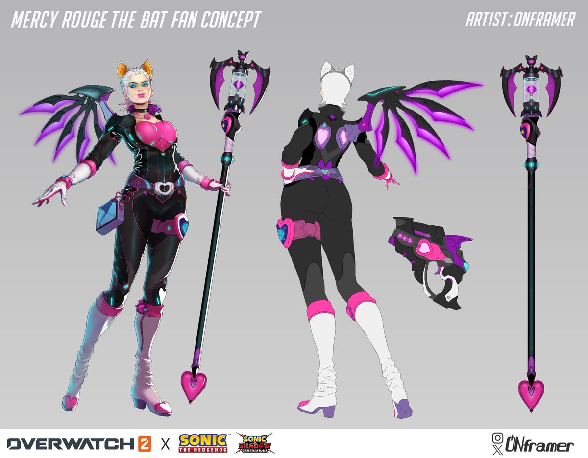 [OW x Sonic. PART 6]
Mercy Rouge the Bat skin concept 🦇🩷👼
Overwatch 2 x Sonic the Hedgehog

#Overwatch #Sonic #Mercy #SonicTheHedghehog #ShadowTheHedgehog #RougeTheBat #Onframer