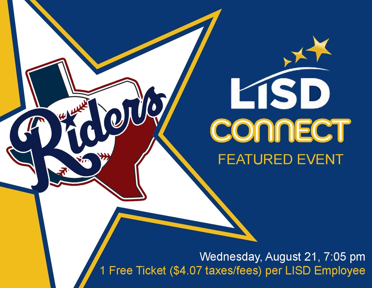 #everyONE come Join #LISDconnect for the Bash at the Roughriders Ballpark | August 21  To RSVP for this event, fill out the form and receive a discount code for 1 free ticket (Taxes/fees of $4.07 are charged).
<a href="/LISD_HR/">LISD Human Resources</a>

<a href="/LewisvilleISD/">Lewisville ISD</a>
#BeTheOne #OneLISD

docs.google.com/forms/d/e/1FAI…