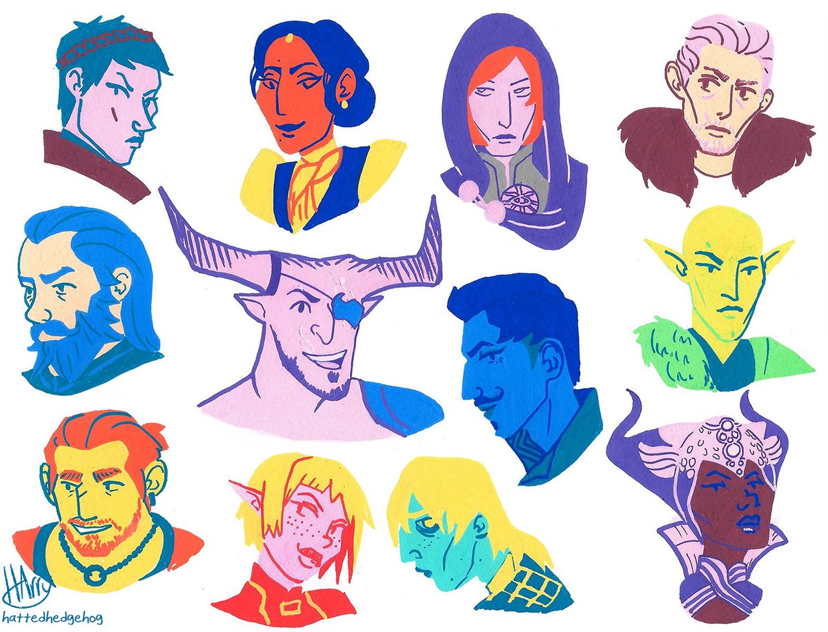Before I share more sneak peeks of my new Veilguard illustrations I wanted to give some more love to the companions I drew  from the previous #DragonAge games!