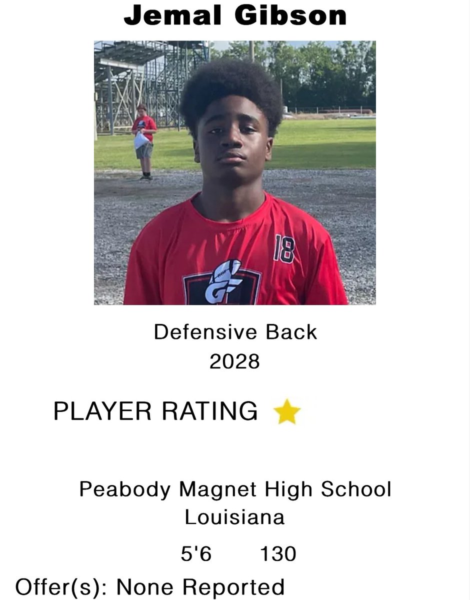 Jemal Gibson (@jemalgibson2028) on Twitter photo I’m blessed to be ranked a Top DB in my class by <a href="/nationalradar/">NationalRadar</a> 🙏🏿🙏🏿 <a href="/PrepRedzoneLA/">Prep Redzone Louisiana</a> <a href="/FBU_Louisiana/">Team Louisiana</a> <a href="/PrepRedzoneNext/">Prep Redzone 𝙉𝙀𝙓𝙏 🏈</a> <a href="/PrepRedzone/">Prep Redzone 🏈</a> <a href="/AlPopsFootball/">𝐀𝐋 𝐏𝐨𝐩𝐬</a> <a href="/247Sports/">247Sports</a> <a href="/FBUcamp/">Football University</a> <a href="/UANextFootball/">All-America Game</a> <a href="/KoreenBurch/">Koreen Burch</a> <a href="/TheUCReport/">Billy Tucker</a> I’m blessed to be ranked a Top DB in my class by <a href="/nationalradar/">NationalRadar</a> 🙏🏿🙏🏿 <a href="/PrepRedzoneLA/">Prep Redzone Louisiana</a> <a href="/FBU_Louisiana/">Team Louisiana</a> <a href="/PrepRedzoneNext/">Prep Redzone 𝙉𝙀𝙓𝙏 🏈</a> <a href="/PrepRedzone/">Prep Redzone 🏈</a> <a href="/AlPopsFootball/">𝐀𝐋 𝐏𝐨𝐩𝐬</a> <a href="/247Sports/">247Sports</a> <a href="/FBUcamp/">Football University</a> <a href="/UANextFootball/">All-America Game</a> <a href="/KoreenBurch/">Koreen Burch</a> <a href="/TheUCReport/">Billy Tucker</a>