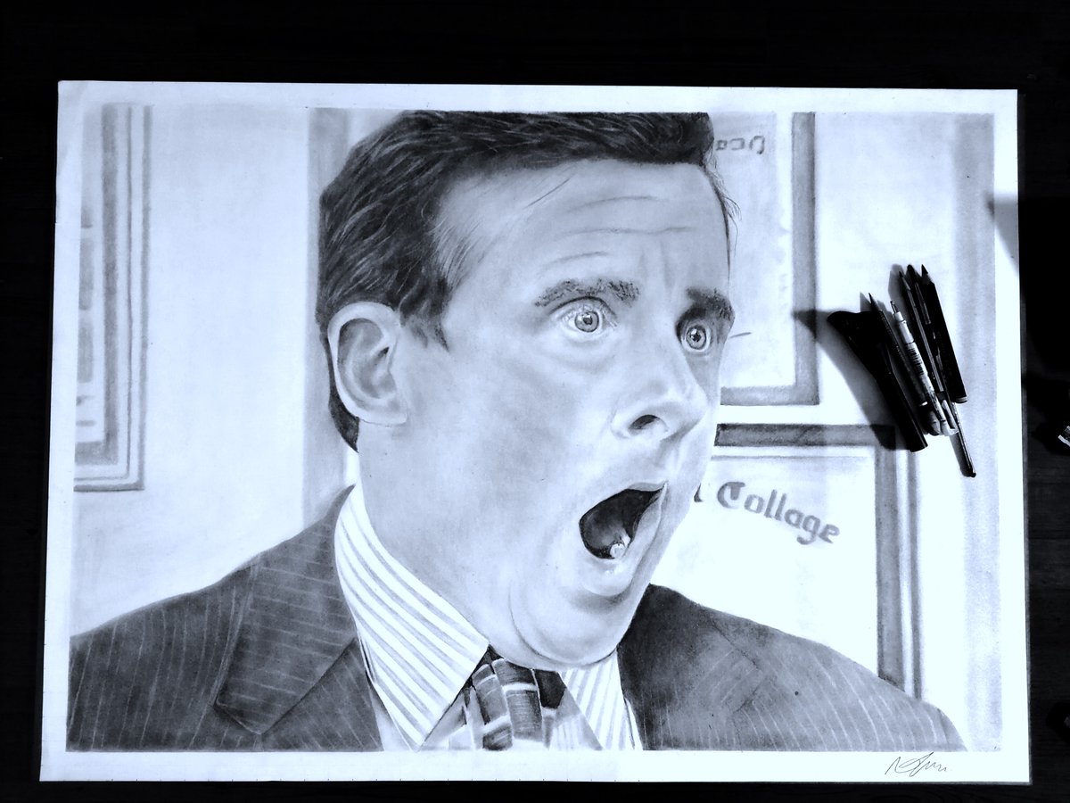 Steve Carell drawing completed 📷 Graphite on size A1 paper #stevecarell #theoffice #hyperrealismdrawing #hyperrealisticart