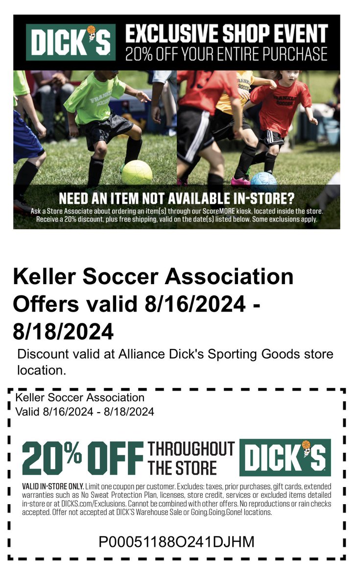 Reminder it’s KSA weekend at Dick’s Sporting Goods Alliance this weekend!!