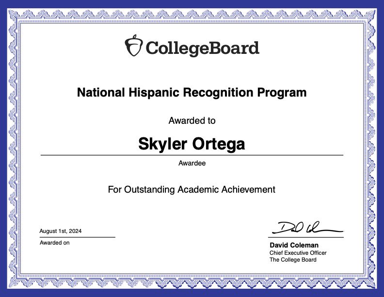 Skyeortega42's tweet image. Thrilled to receive the National Hispanic Recognition Academic Award! Thank you @NDPSaintsNews teachers and @CollegeBoard! @ImCollegeSoccer @ImYouthSoccer @ECNLgirls #nationalrecognitionprogram #nationalhispanicrecognition
