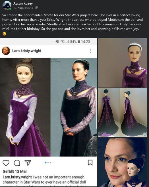 AysunKu's tweet photo. Memories like these are the real reason I make these dolls. Best reward ever!
#StarWars #Motee https://t.co/l9Qlx7ypsX