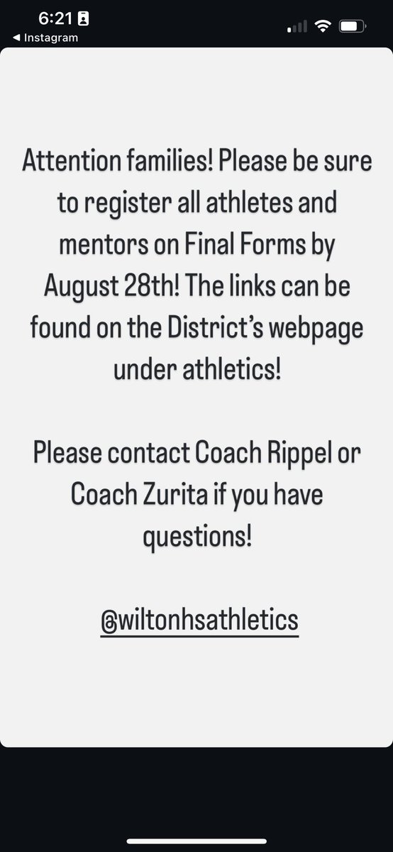 Please do not forget to register! <a href="/WiltonAthletics/">Wilton Warriors</a>
