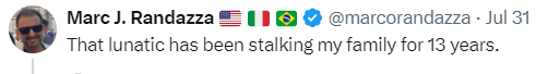 RandazzaParody's tweet photo. 7 Years I was Homeless from Marc's Stalkers. I Said nothing about him. 2024 he comes after me again and I AM THE STALKER? No Marc - YOU are the Stalker and Your Family SUED ME. I did not SUE your Wife and Child, they SUED ME. @marcorandazza @iviewit https://t.co/diEIsXRdat