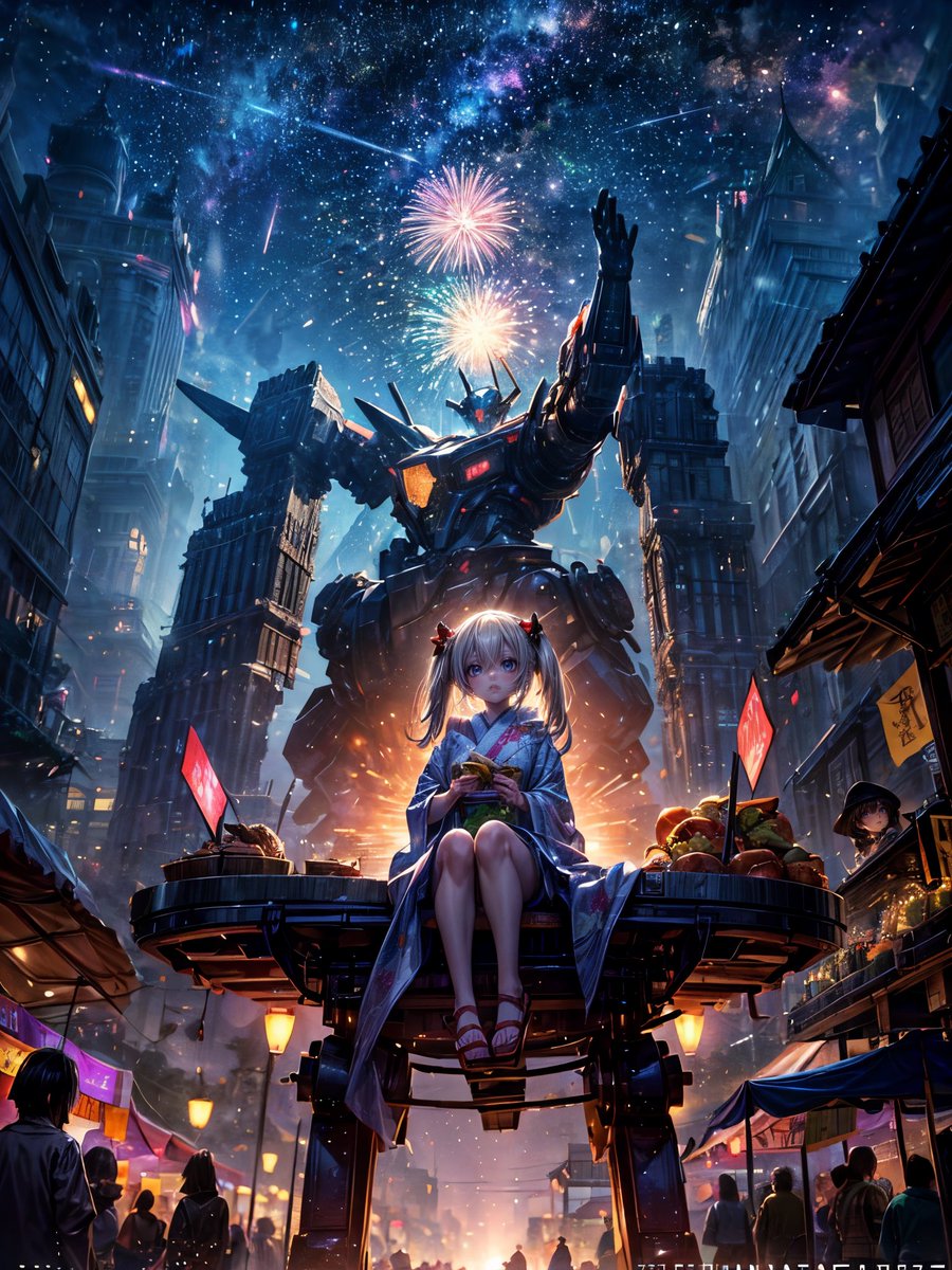 おはようございますっ︎💕︎
まだお休みの方はごゆっくり♥️

#AIサマーイラスト2024 

夏祭り✨ yumarin(<a href="/yumarin0108/">𝑦𝑢𝑚𝑎𝑟𝑖𝑛 時雨嫁の提督＆AI出力士</a>)     
星空✨ AI@ゼロから始める絵描き生活(@Ai_isekai_1)     
浴衣✨ 松永ちゃん(<a href="/matsunaga_chan/">松永ちゃん</a>）     

複合テーマで参加させて頂きます😊

この街を救った英雄の少女✨️