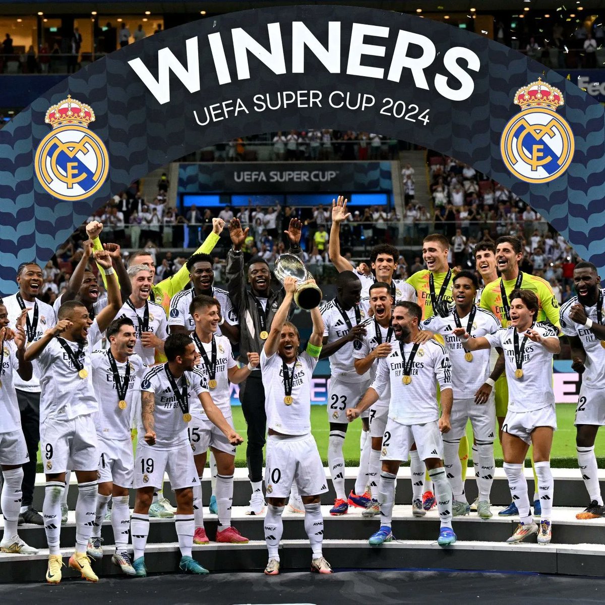 superbenysan's tweet photo. Empezamos 🤷🏻‍♂️😁🏆 Campeones #supercopadeeuropa 2024 ⚽️🇪🇸 #halamadrid 💪🏻 el 1ro de 🐢 #mbappe 👀 https://t.co/FCsRIt5dUk