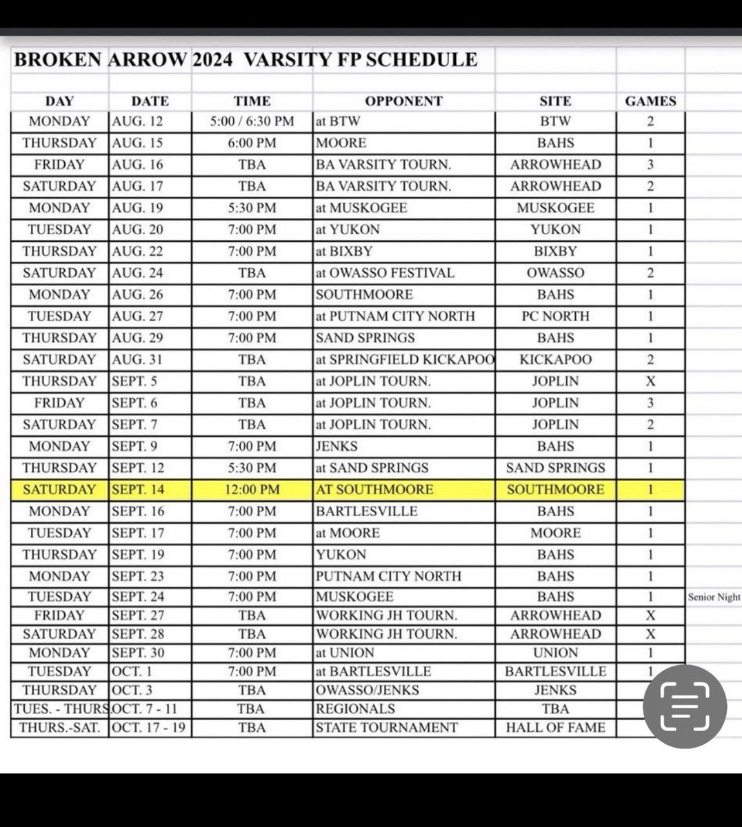 Schedule for this season! 🐯 
#Seniorseason