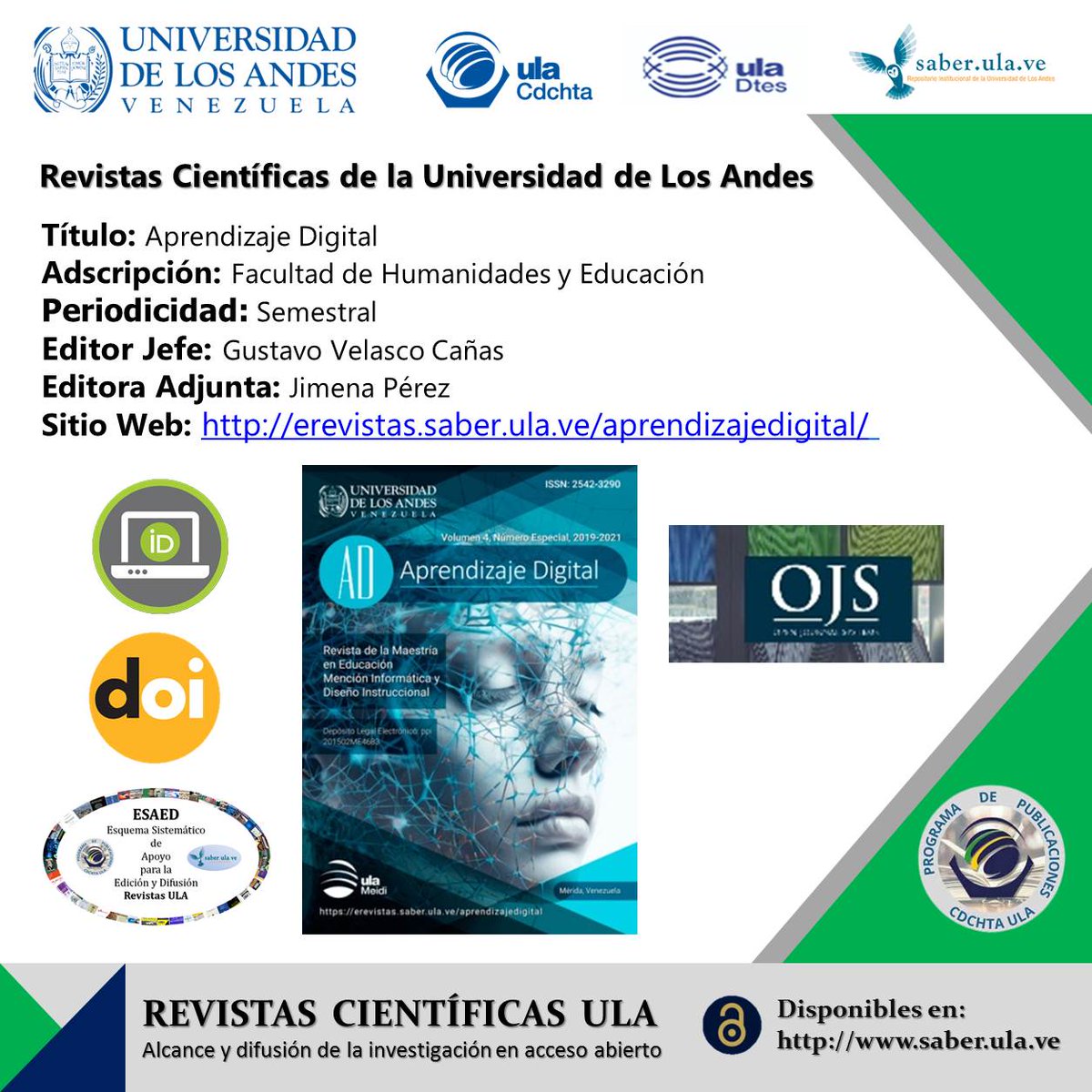 <a href="/SaberULA/">SABERULA</a> <a href="/ULA_DTES/">DTES ULA</a> <a href="/PrensaULA/">Noticias Prensa ULA Cuenta Oficial</a> <a href="/rectoradoula/">Rectorado ULA</a> <a href="/CDCHTA/">CDCHTA ULA</a> <a href="/revistasve/">Revistas Científicas de Venezuela</a> Conocer más ✨ Nuestras Revistas ULA ✨✍🏻📚🎖️🌟