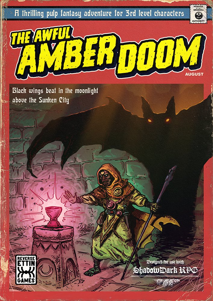 I designed and drew this cover art for the ShadowdarkRPG #gamejam. It is a cool little #shadowdark adventure inspired by the #weirdtales magazines. 

Here's the link:
reverse-ettin-games.itch.io/the-awful-ambe…