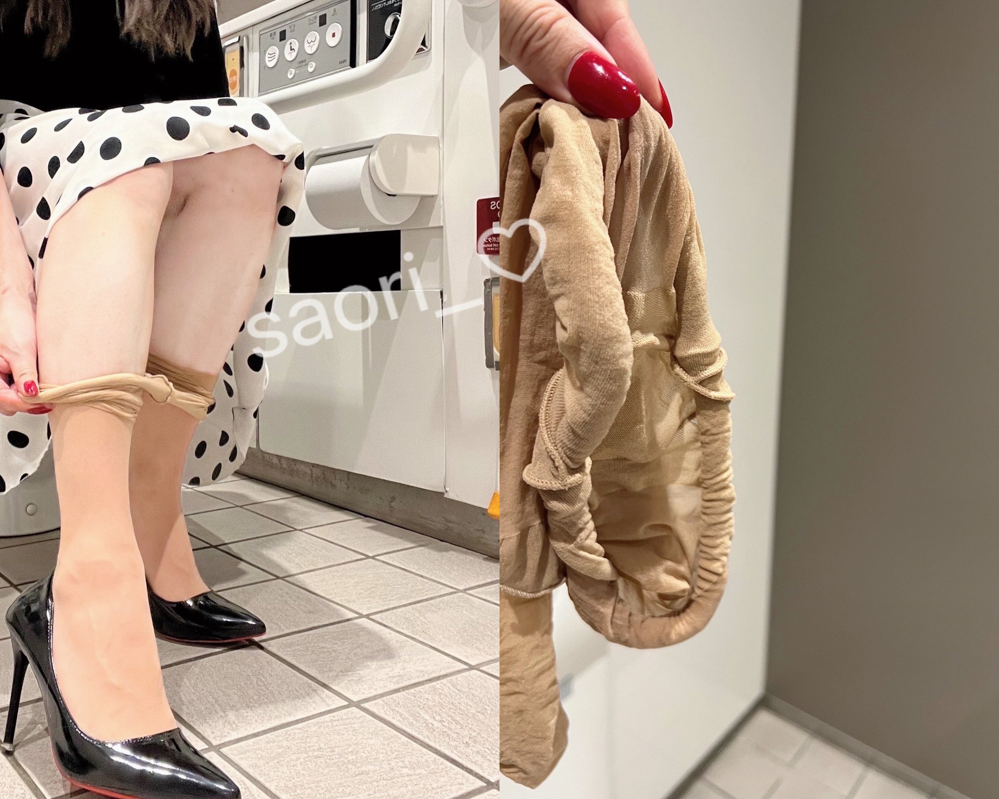 パンスト　トイレ 昨日の予告ポスト通り名古屋久屋大通パークの北の方の多目的トイレに脱いだままの形でパンストをコンビニ袋に入れ置いておきました💕  チェンジングボードの裏側です☝️ 一日着用なので汗💦臭いかも🤔 誰か貰ってやってください😊 #パンスト #使用済み ...