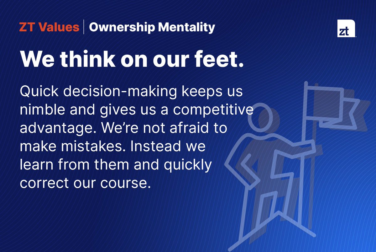 At ZT, our values are central to our success, and we truly care about what we do. We take ownership of our work, appreciating our past successes and holding ourselves accountable for the future.

Learn more and start building your career: ztsystems.com/careers

#ZTSystems