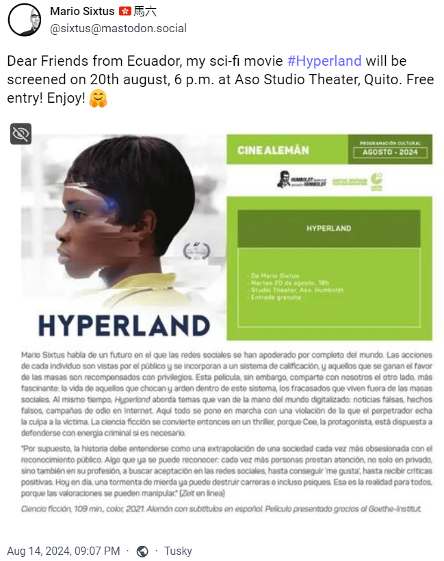 ebonyplusalki's tweet photo. Dear friends from Ecuador, enjoy my Kackfilm #Hyperland and the free entry! The stupid germans already paid for it because of the #Rundfunkbeitrag. https://t.co/uAc8erzqsF