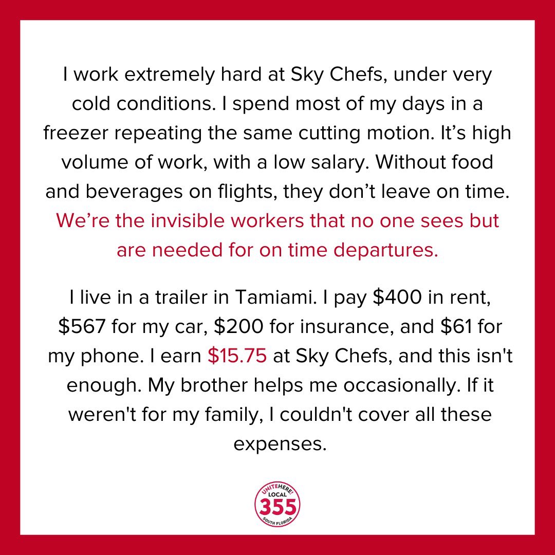 UNITEHERE_SoFla's tweet image. Meet Mileydi, an airline catering worker at Sky Chefs. ✈️ She works in freezing conditions for just $15.75/hr. Mileydi is canvassing to re-elect @MayorDaniella and @RaquelRegalado, who’ll fight for livable wages at the airport. 🗳💪