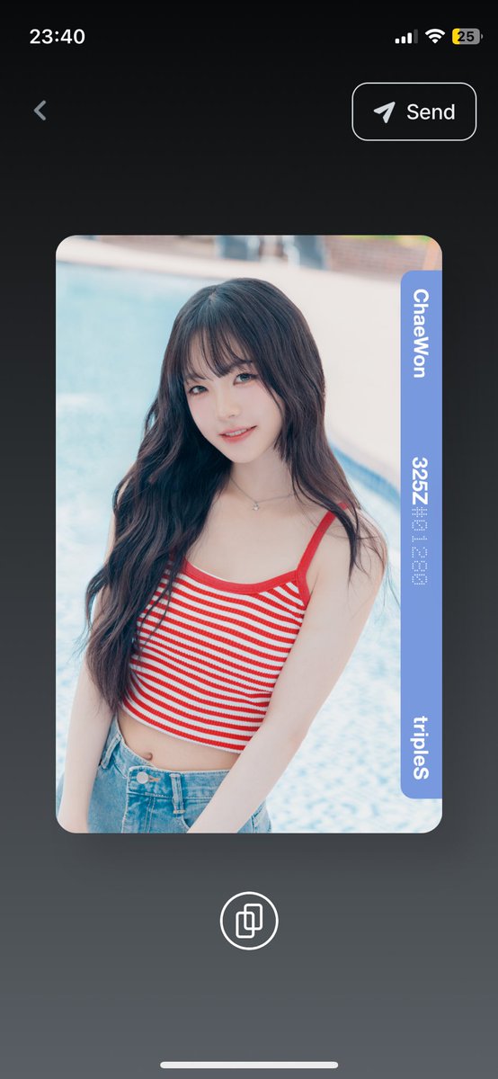 S25leah's tweet photo. TRIPLES GIVEAWAY
1 winner gets to choose between Chaewon D325 and D326

Rules:
Like+rt
Follow me (optional)
Comment your ID

Extra entries:
Like my latest Nakyoung edit on tiktok (s25leah) +5
Send me any SSS Objekt (Wavleah) +10
Help me complete my Hayeon grid 20+

DL: aug 22nd https://t.co/Sle7d752Xk