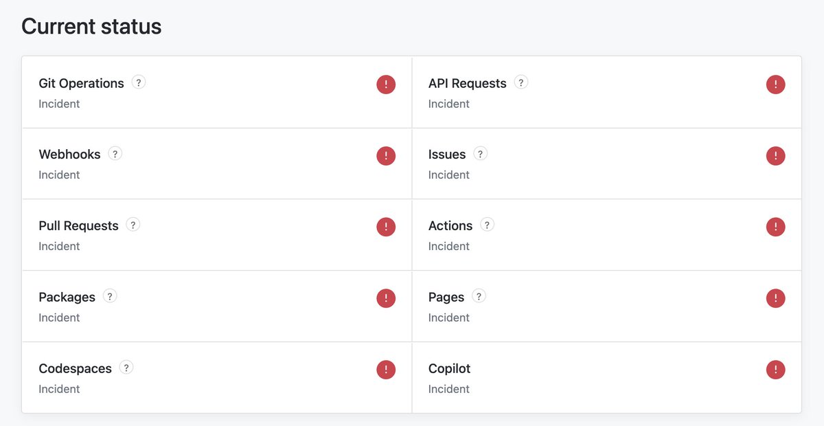 ABTestingAlpha's tweet image. someone in the github slack rn &quot;complete and utter outage achieved internally&quot;