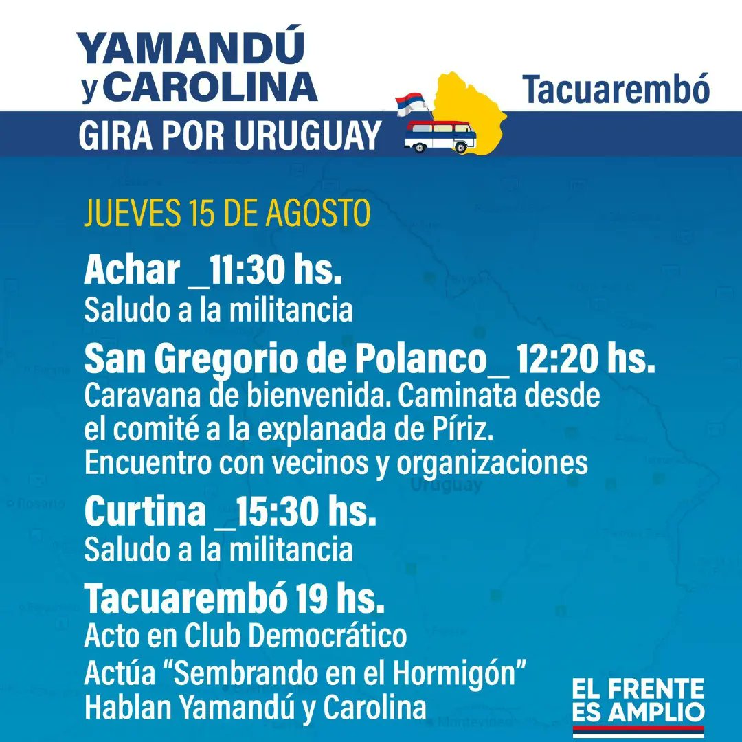Espacio2040Mvd's tweet image. ✅15, 16 y 18/08 Nuestra fórmula estará de Gira por: Tacuarembó, Rivera y Rocha.

#SentiteParte 
#Espacio2040

📞092252040