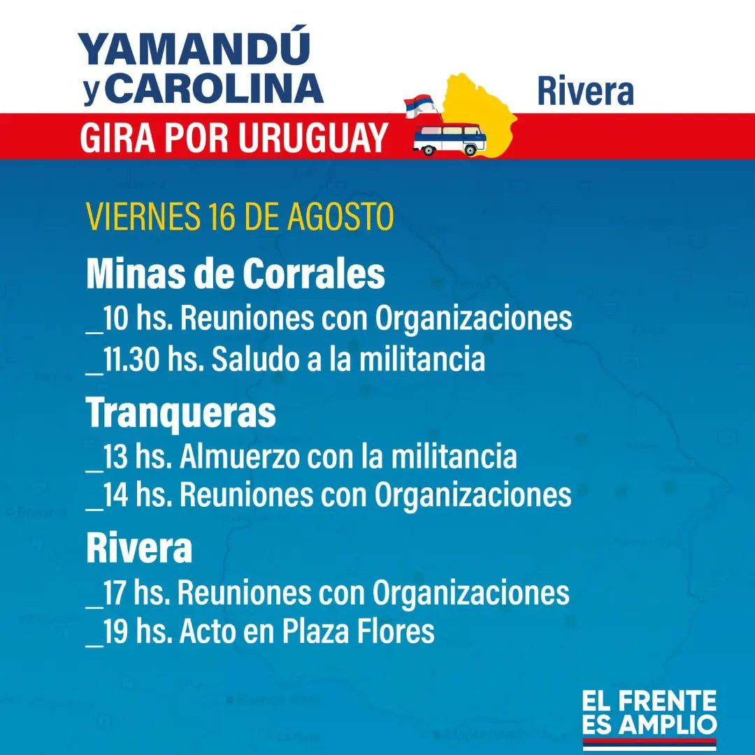 Espacio2040Mvd's tweet image. ✅15, 16 y 18/08 Nuestra fórmula estará de Gira por: Tacuarembó, Rivera y Rocha.

#SentiteParte 
#Espacio2040

📞092252040