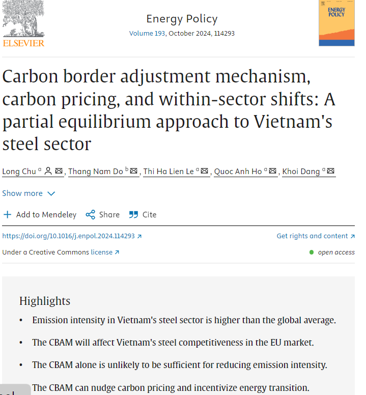 #CBAM could nudge #carbon pricing, driving a shift from high to low-emission production and accelerating the clean #EnergyTransition. Our paper explores this with a focus on #Vietnam. <a href="/ANUCrawford/">ANU Crawford School of Public Policy</a> <a href="/ANU_ICEDS/">ANU Climate, Energy & Disaster Solutions</a> 

doi.org/10.1016/j.enpo…
