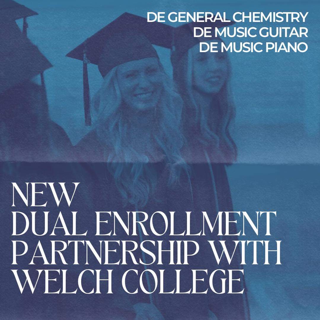 We are excited to announce a new Dual Enrollment partnership with Welch College. LCHS is now offering Dual Enrollment in General Chemistry, Guitar, and Piano through Welch in addition to all we have previously offered through Vol State and the TCAT. 
#EverythingSchool | #LetsRoll