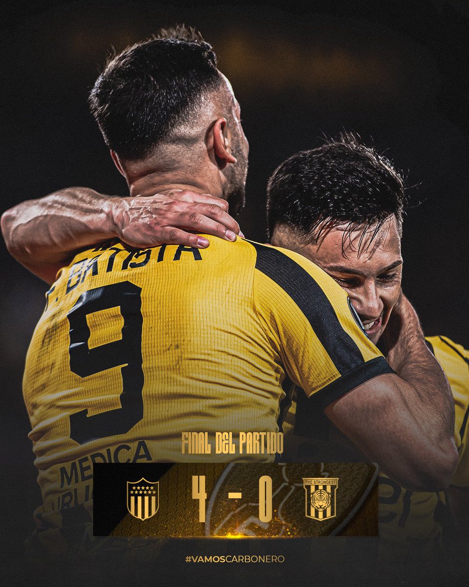 ✊🏻 𝐆𝐀𝐍𝐎𝐎𝐎𝐎𝐎𝐎𝐎 𝐏𝐄𝐍̃𝐀𝐑𝐎𝐋 🟡⚫️

<a href="/OficialCAP/">PEÑAROL</a> 4️⃣-0️⃣ <a href="/ClubStrongest/">Club The Strongest</a>  

#VamosCarbonero <a href="/Libertadores/">CONMEBOL Libertadores</a>