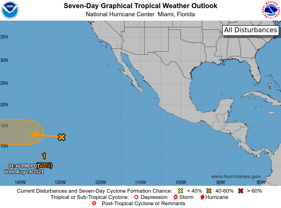 LimWeather's tweet photo. D75 CPAC/D92 EPAC #HurricaneSeason2024 8pm EDT New AOI has a 10% chance to become a TC in 2 days, 50% in 7, will thankfully stay S of #Hawaii
Next name: #Hone/#Gilma/#Hector
Next Invest no: #Invest90C/#Invest99E
#Tropicswx #wxtwitter #HurricaneSeason #90C #CP90 #HIwx #99E #EP99 https://t.co/i4WQeOWJ6g