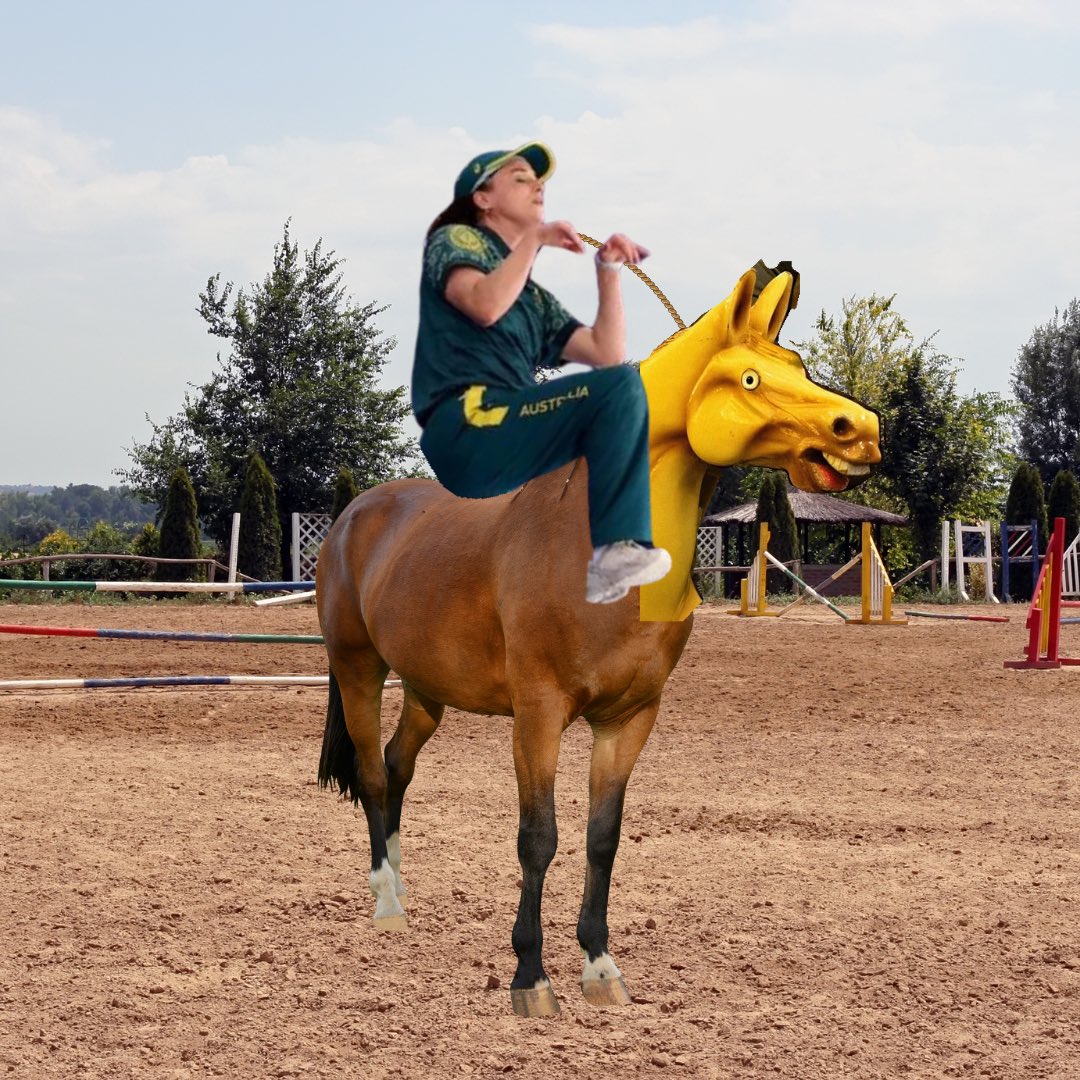 Raygun doing equestrian at LA2028.