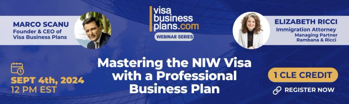 Attorney colleagues, would you like to learn more about how to file a successful #NationalInterestWaiver?  Join Marco Scanu and me on September 4th at noon for this free CLE.  Register here:  lnkd.in/ekUFqEXR #EB2 #NIW #CLE