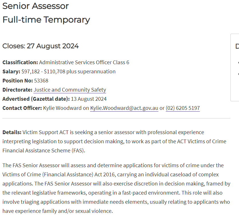 Join us! Our Victims of Crime Financial Assistance Scheme have 2 vacancies for Senior Assessors, 12 month contracts, possibility of permanency. Looking for people with experience interpreting legislation to support decision making 👇
tinyurl.com/y92c6wyr