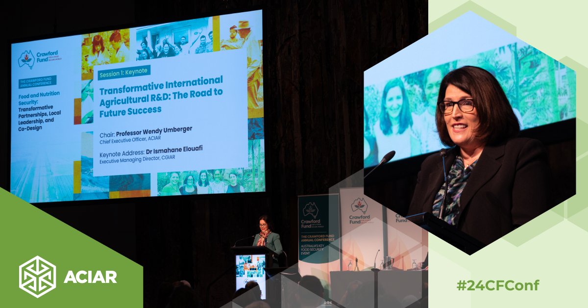 ACIAR (@aciaraustralia) on Twitter photo At the 30th Crawford Fund Conference, <a href="/ACIARCEO/">ACIAR CEO</a> Prof Wendy Umberger chaired the keynote presentation. <a href="/CGIAR_EMD/">Ismahane Elouafi</a> Dr Ismahane Elouafi highlighted the role of partnership in tackling food security challenges.
<a href="/CrawfordFund/">The Crawford Fund</a>
#24CFConf At the 30th Crawford Fund Conference, <a href="/ACIARCEO/">ACIAR CEO</a> Prof Wendy Umberger chaired the keynote presentation. <a href="/CGIAR_EMD/">Ismahane Elouafi</a> Dr Ismahane Elouafi highlighted the role of partnership in tackling food security challenges.
<a href="/CrawfordFund/">The Crawford Fund</a>
#24CFConf