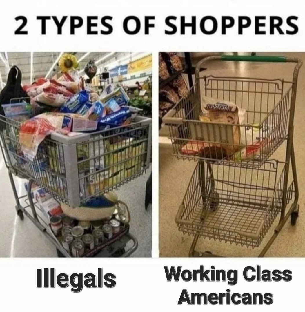 VeeRealReel1's tweet photo. @realDonaldTrump The working class cannot afford to feed their families because #BidenNomics are feeding illegals! https://t.co/ALrNRgy8TQ
