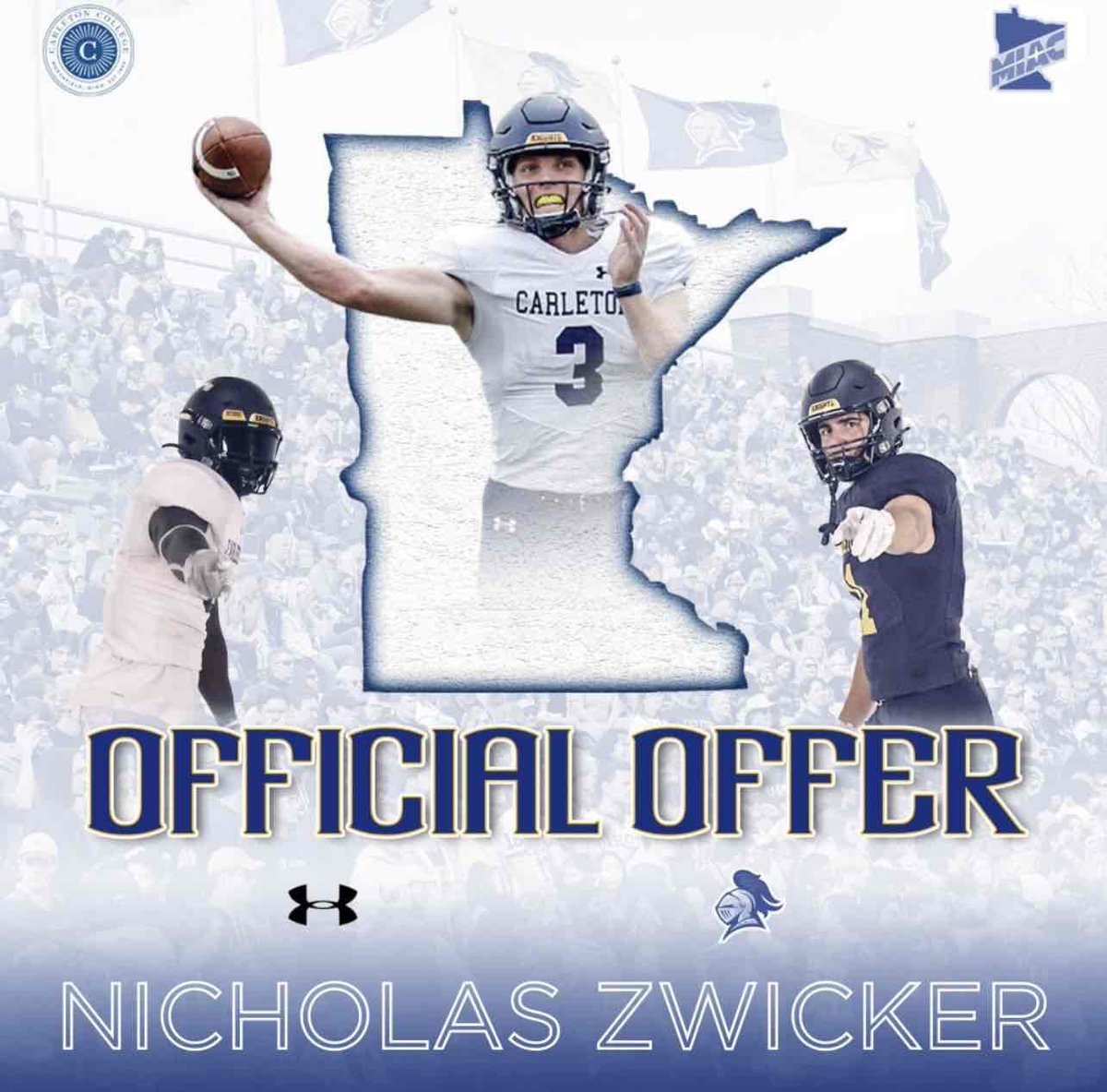 After a great phone call with <a href="/CoachLeeXiong/">CoachDennisLeeXiong</a>, I’m happy to say I have received an offer from Carleton College!
<a href="/Coach_M_Rodgers/">Marty Rodgers</a> <a href="/JBSFootball/">JBSFootball</a>