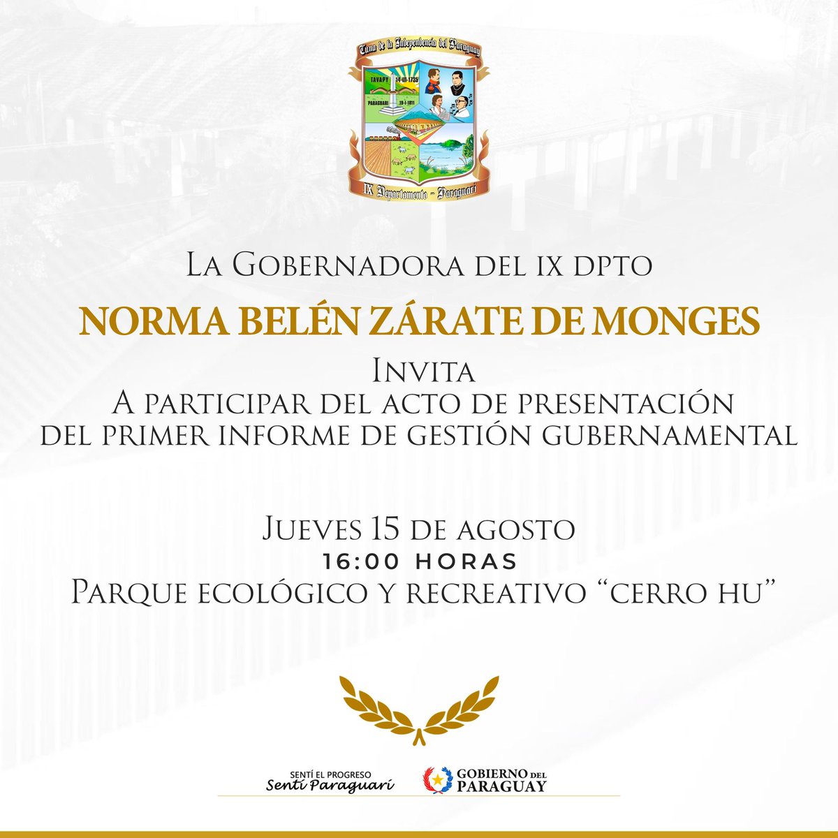 norma_zaratedm's tweet photo. ¡Han sido 12 meses de trabajo honrando la confianza de la gente con patriotismo, compromiso y transparencia!

Por eso, te invito a participar de nuestro primer informe de gestión. ¡Sigamos trabajando juntos por el departamento de Paraguarí que soñamos! https://t.co/XF0KpYUOrw