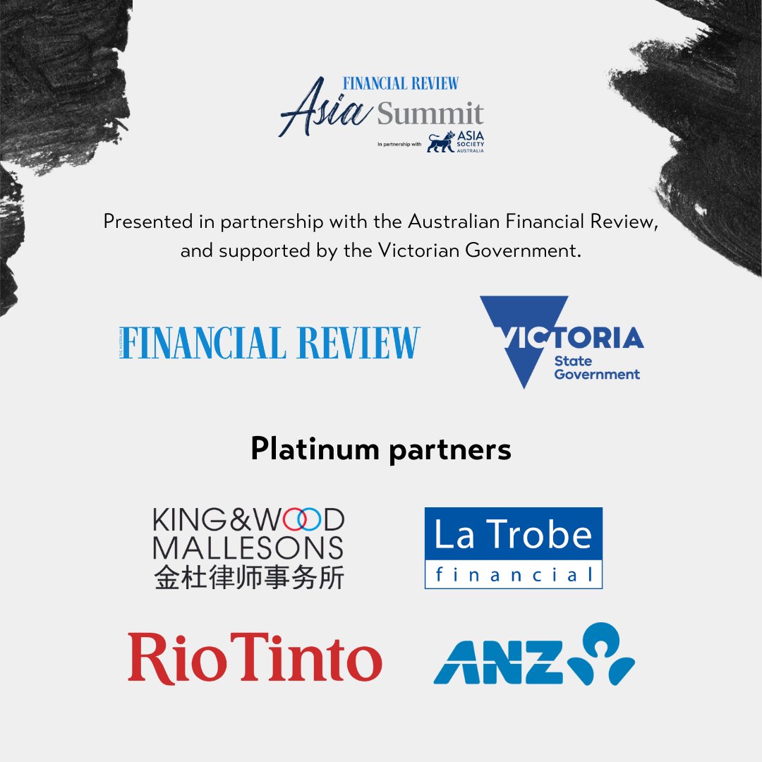 Asia Society Australia (@asiasocietyaus) on Twitter photo Don't miss <a href="/ThomsonVicki/">Vicki Thomson</a> <a href="/GroupOfEight/">#Go8</a>, Chris Andrews <a href="/LaTrobeFin/">La Trobe Financial</a>, <a href="/AmandaLacaze/">Amanda Lacaze</a> <a href="/LynasRareEarths/">Lynas Rare Earths Ltd</a>, and <a href="/AustradeGM/">Peter Horn 🇦🇺</a> @austrade on Australia's future economic prosperity in Asia.
Book now: asiasociety.org/australia/even…
<a href="/FinancialReview/">Financial Review</a> <a href="/VicGovAu/">Victorian Government</a> <a href="/kwmlaw/">King & Wood Mallesons</a> <a href="/LaTrobeFin/">La Trobe Financial</a> <a href="/RioTinto/">Rio Tinto</a> <a href="/ANZ_AU/">ANZ Australia</a> Don't miss <a href="/ThomsonVicki/">Vicki Thomson</a> <a href="/GroupOfEight/">#Go8</a>, Chris Andrews <a href="/LaTrobeFin/">La Trobe Financial</a>, <a href="/AmandaLacaze/">Amanda Lacaze</a> <a href="/LynasRareEarths/">Lynas Rare Earths Ltd</a>, and <a href="/AustradeGM/">Peter Horn 🇦🇺</a> @austrade on Australia's future economic prosperity in Asia.
Book now: asiasociety.org/australia/even…
<a href="/FinancialReview/">Financial Review</a> <a href="/VicGovAu/">Victorian Government</a> <a href="/kwmlaw/">King & Wood Mallesons</a> <a href="/LaTrobeFin/">La Trobe Financial</a> <a href="/RioTinto/">Rio Tinto</a> <a href="/ANZ_AU/">ANZ Australia</a>