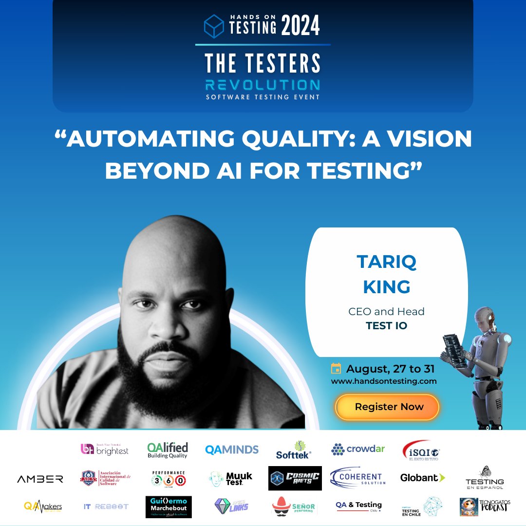 🔊 Don't miss out on the opportunity to attend the presentation:  “Automating Quality: A Vision Beyond AI for Testing"  by <a href="/tariq_king/">Tariq M. King</a> 

Tariq will highlight some of the key challenges of testing AI systems both offline during development, and online in production.