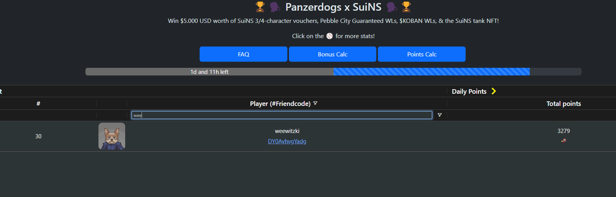 weewitzki's tweet photo. Trying to be in top 25 at the end of SuiNS tournament. @Panzerdogs  @SuiNSdap 

And can't wait to play the next one, the Panzerdogs x Cosmocadia $KOBAN tournament. https://t.co/nThvbeVXxw