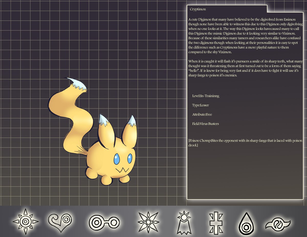 GaddyIvan's tweet photo. Here is the in-training form for a Renamon/Patamon hybrid digimon I am making. This one name is Cryptimon based off Cryptids. #digifake #fakemon #digimon #cryptimon #digimonoc https://t.co/N8crMykTUu