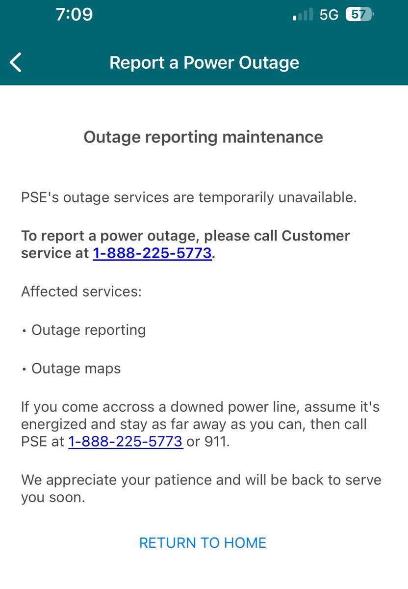 PSE’s outage reporting tool is having an outage during an outage 🔁