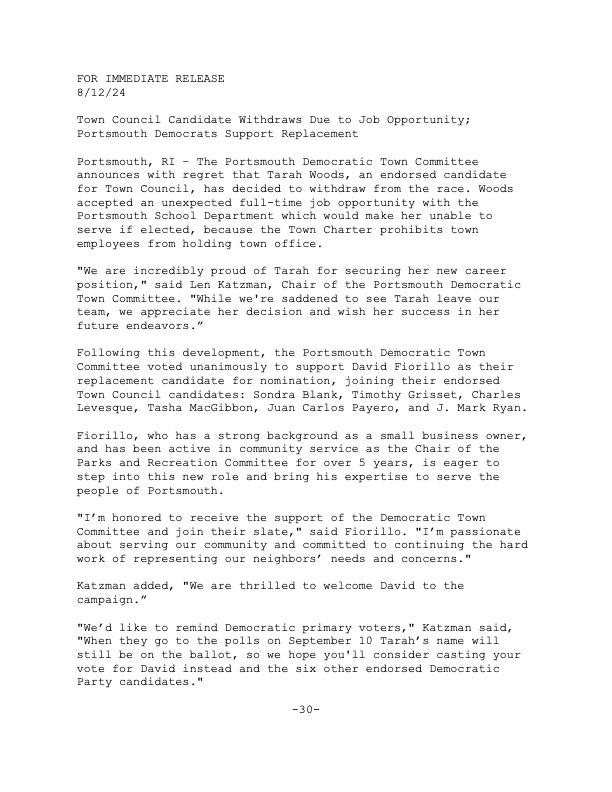 portsmouthdems's tweet photo. Town Council Candidate Withdraws Due to Job Opportunity; Portsmouth Democrats Support Replacement https://t.co/0ibl80yL7N