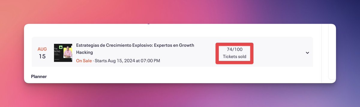 ¡Recordatorio! 🚀 

Este jueves 15/08 a las 7PM: 

Evento de #GrowthHacking en <a href="/piloto151/">Piloto151</a>. 

Aprende estrategias de crecimiento explosivo con expertos. ¡Últimas entradas disponibles! Reserva ya y potencia tu negocio. #MarketingDigital

eventbrite.com/e/929764569857…