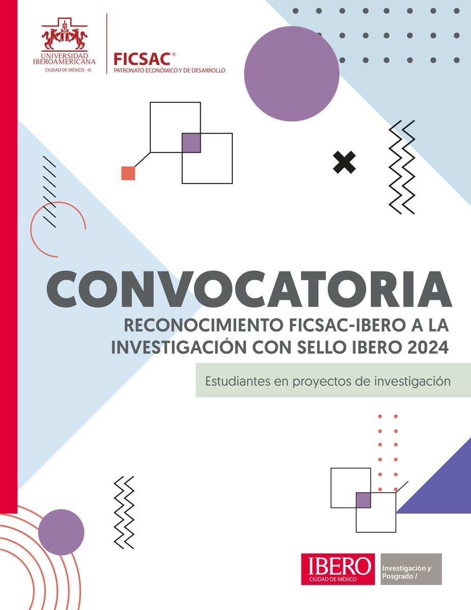 IBEROinvestiga's tweet photo. #Convocatoria 📰 |¿Eres estudiante de licenciatura o posgrado y participaste en algún proyecto de investigación realizado en @IBERO_mx? Postúlate al 'Reconocimiento #FICSAC-IBERO a la investigación con #SelloIbero 2024' 👉 https://t.co/cK1Pgg6gRI https://t.co/Bhkp8YR5eS