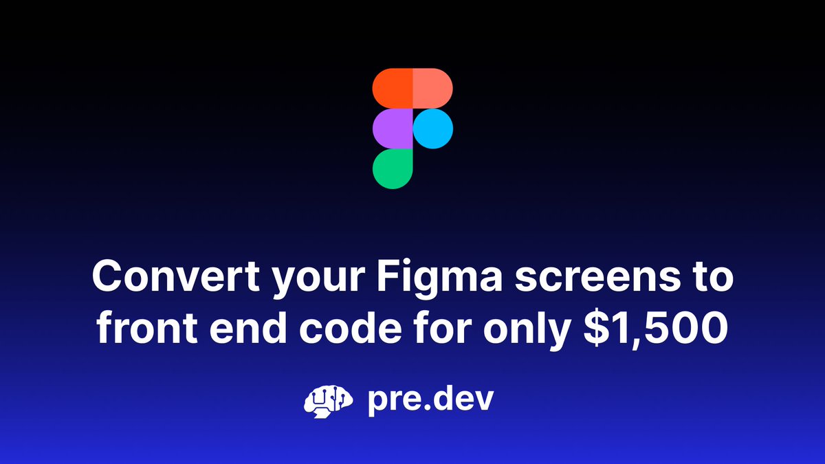 predotdev's tweet photo. Convert your Figma wireframes to front end code for a limited time only at https://t.co/WOb8bGPoQU ✨

Start your startup journey with expert engineers at a fraction of the cost. 💲

#predev #ai #founders #startups https://t.co/WJCNDzcsAz