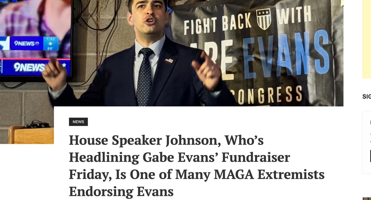 Speaker Johnson is only one of at least 13 high-profile GOP extremists who've endorsed Evans, who faces CO Rep. Yadira Caraveo in one of the most competitive congressional races in the country. Here's a list of Evans' MAGA endorsers. coloradotimesrecorder.com/2024/08/house-… #copolitics #CO08