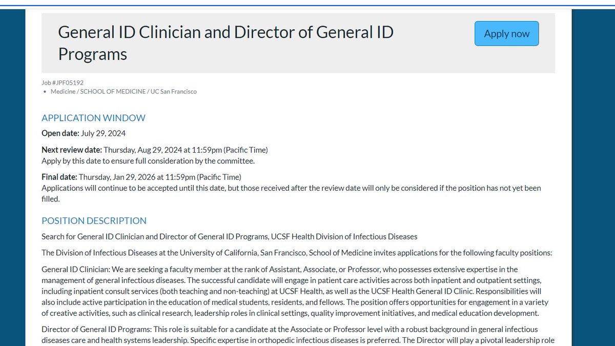 Allison Bond (@allisonrbond) on Twitter photo Come work with <a href="/BSchwartzinSF/">Brian Schwartz</a>, me, and the rest of the fantastic crew <a href="/UCSF_ID/">UCSF ID Division</a>! We are hiring in General ID!
aprecruit.ucsf.edu/JPF05192 Come work with <a href="/BSchwartzinSF/">Brian Schwartz</a>, me, and the rest of the fantastic crew <a href="/UCSF_ID/">UCSF ID Division</a>! We are hiring in General ID!
aprecruit.ucsf.edu/JPF05192