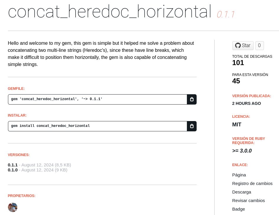 Mi primer gema publicada, estoy super emocionado 🥳🤓🤪  rubygems.org/gems/concat_he…