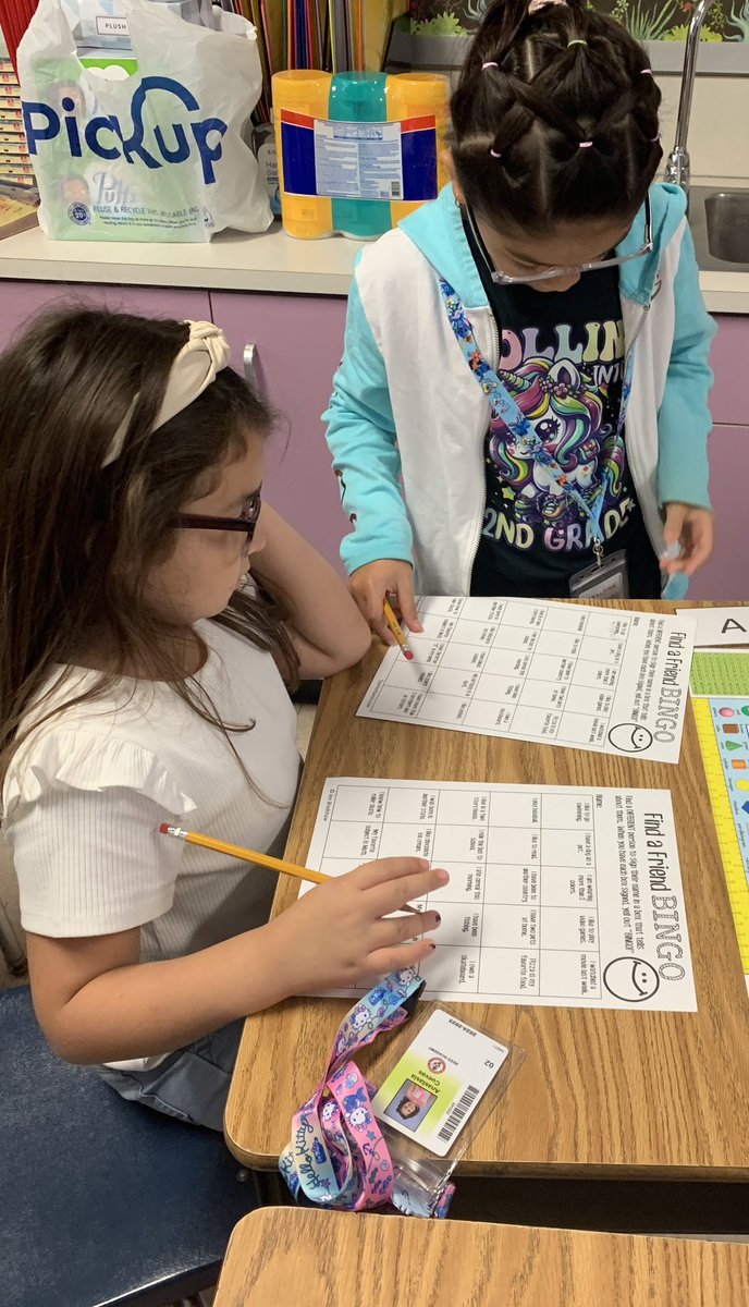 Getting to know all about our classmates with a fun bingo activity.